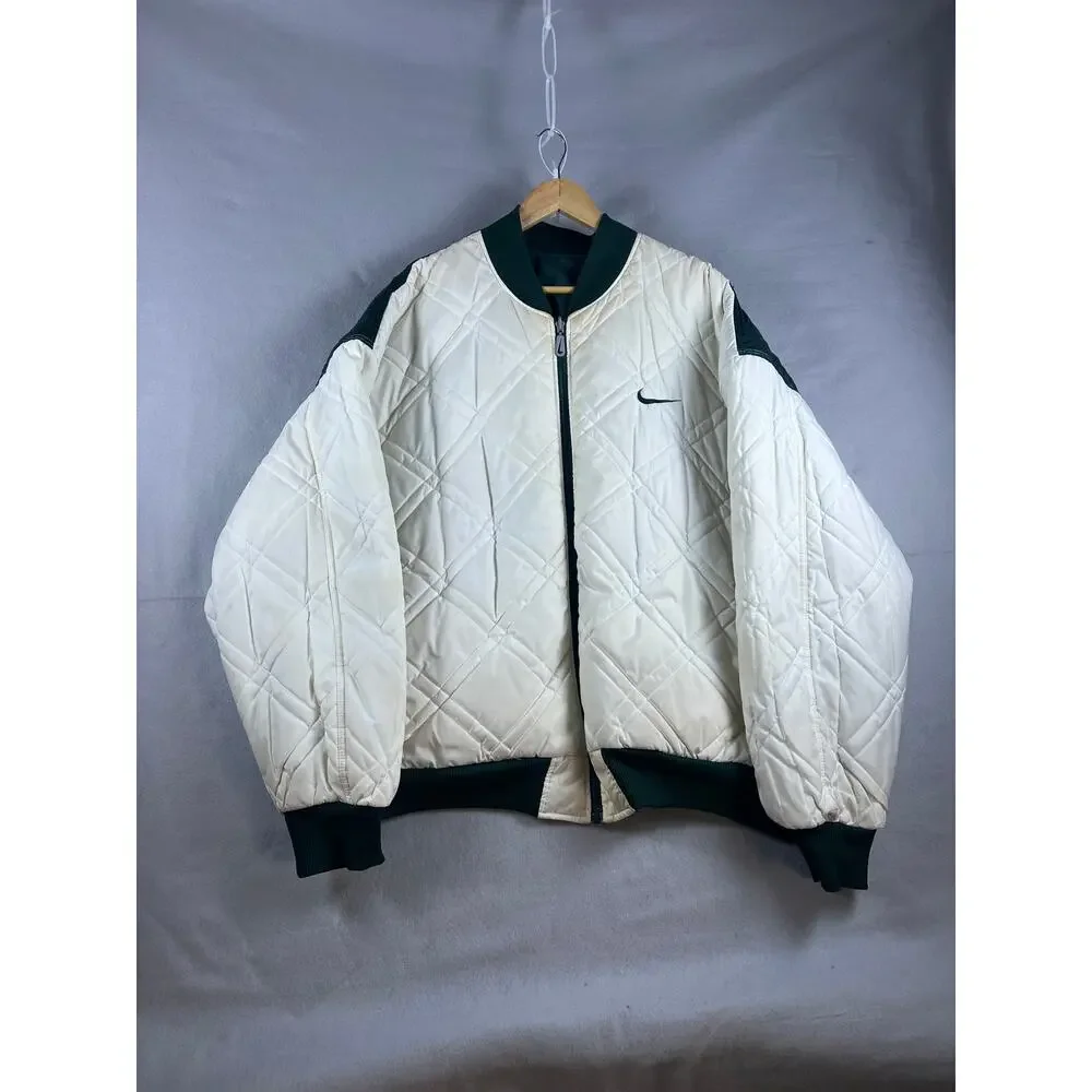 Vintage Nike Reversible Puffer Jacket Coat Big Swoosh Green Mens Size 2XL